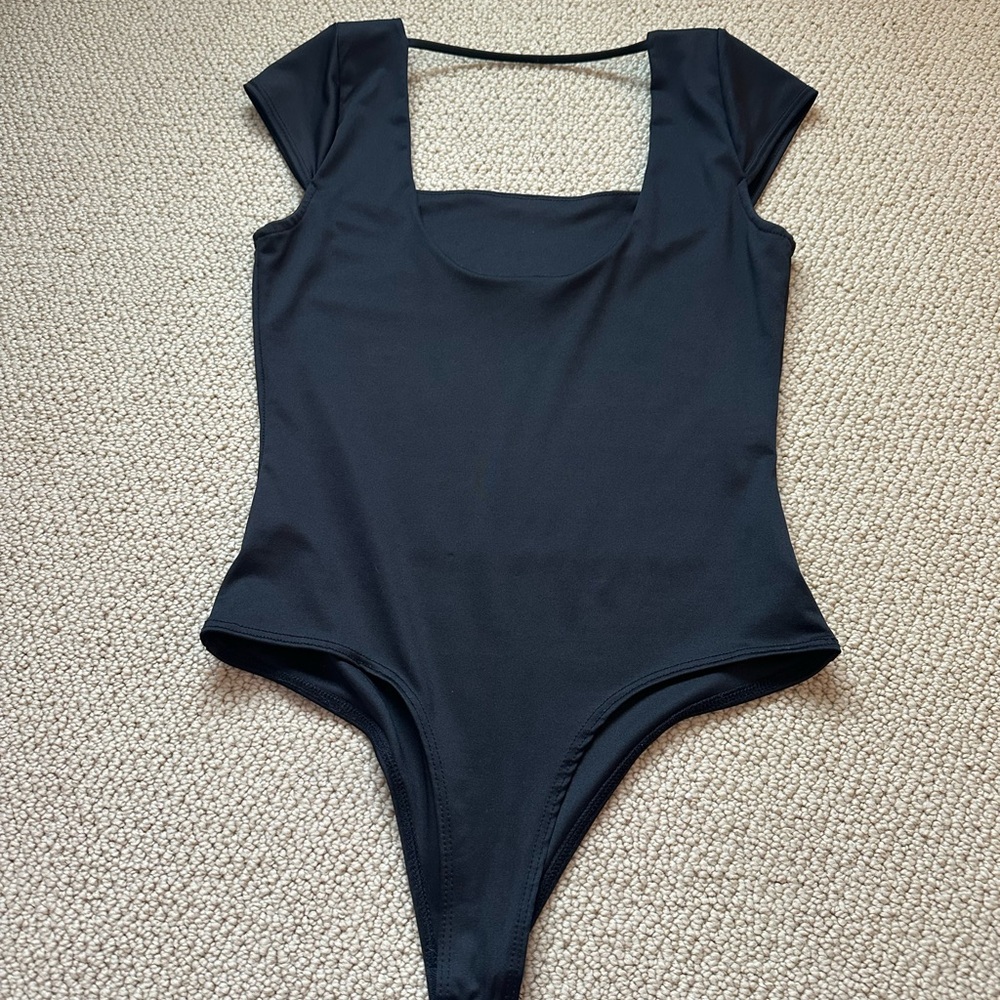 Black Square Neck Bodysuit